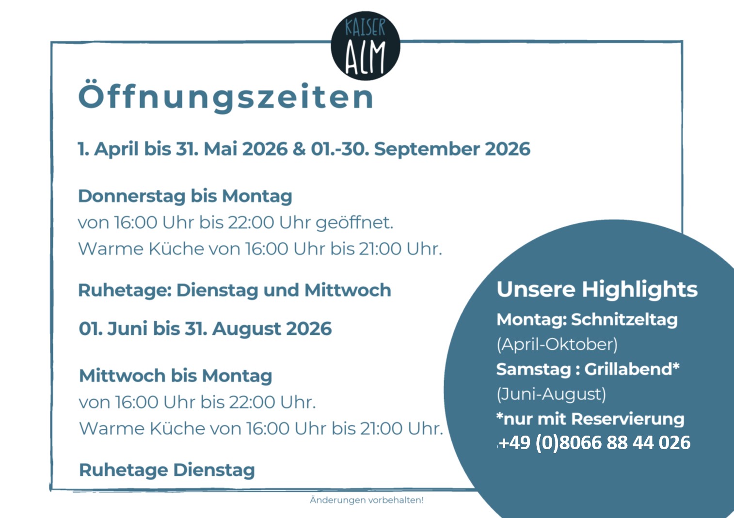 Flyer Alm Öffnungszeiten